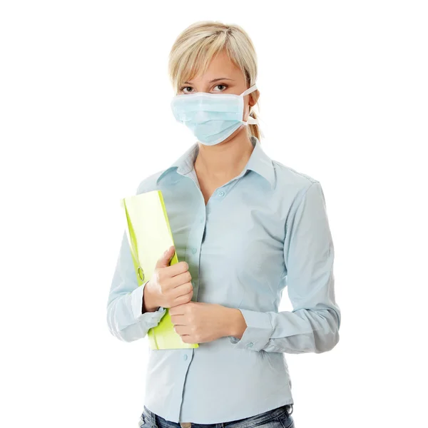 Student woman with mask — Stock Photo, Image