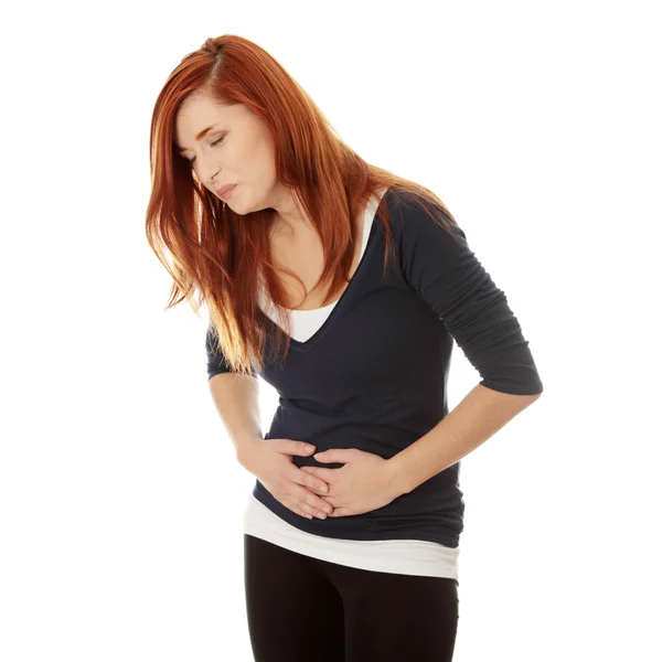 Mulher com problemas de estômago — Fotografia de Stock
