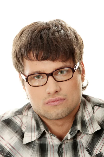 Close up retrato de homem bonito em óculos — Fotografia de Stock