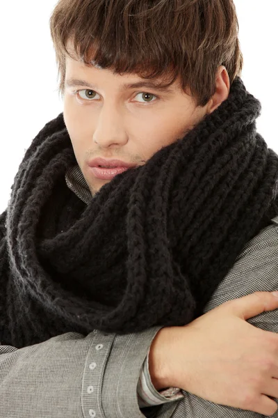 Handsome man in scarf and coat — Stock Photo, Image