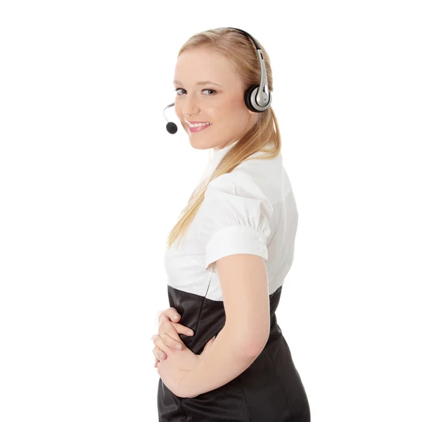 Call center woman with headset. — Stock Photo, Image