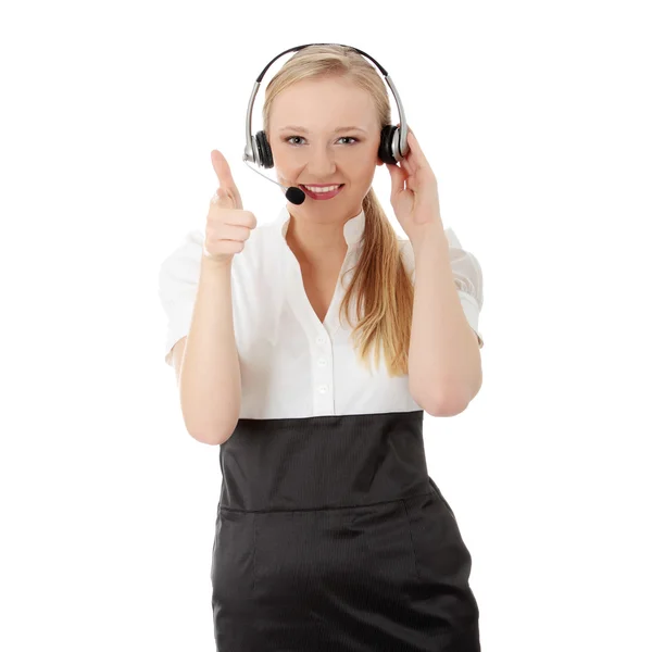 Call center mulher com fone de ouvido . — Fotografia de Stock