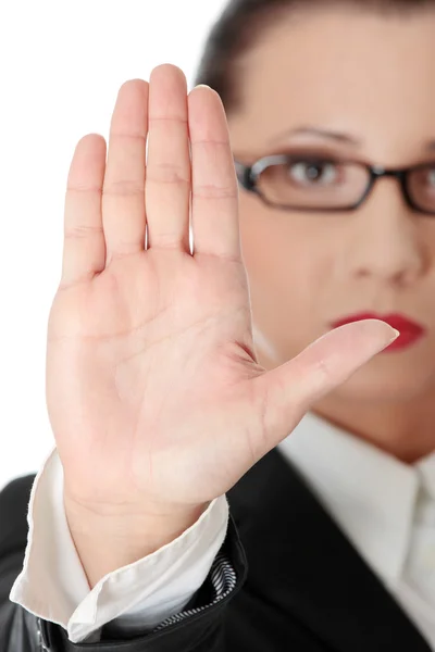 Woman gesturing to stop — Stock Photo, Image