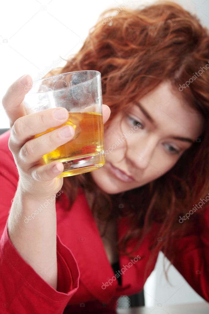 Young woman addicted to alcohol