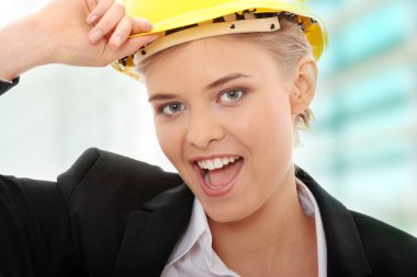 Portrait of confident female worker clipart