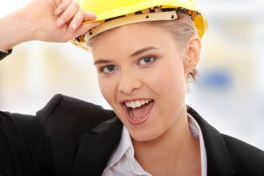 Portrait of confident female worker clipart