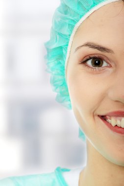 Portrait of female surgeon or nurse clipart