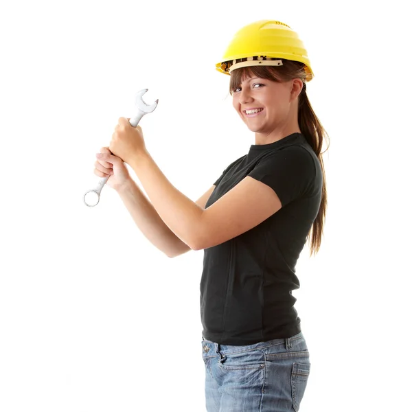 Jovem mulher construtor — Fotografia de Stock