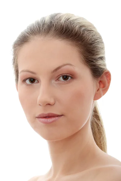 Retrato de mulher jovem sem maquiagem — Fotografia de Stock