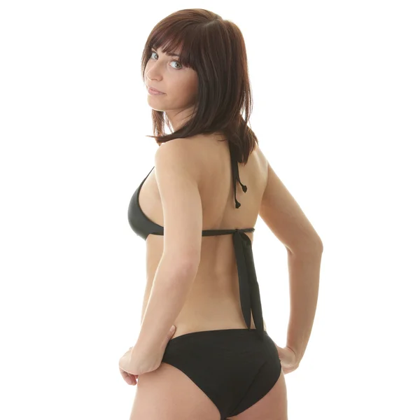 Glückliche junge Frau im Bikini — Stockfoto