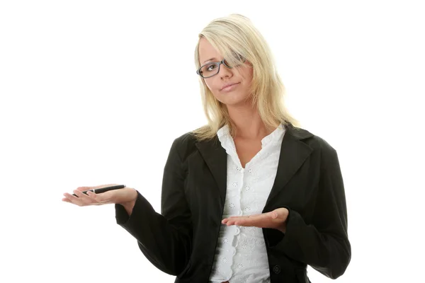 Blond businesswoman with pen — Stock Photo, Image