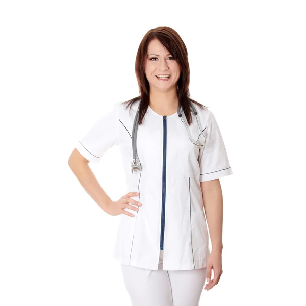 Улыбающийся врач или медсестра — стоковое фото