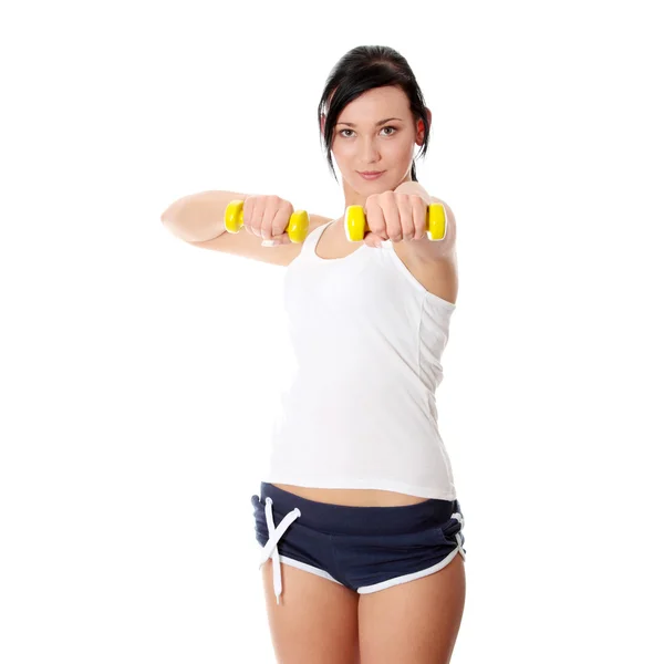Vrouw doet fitness-oefening — Stockfoto