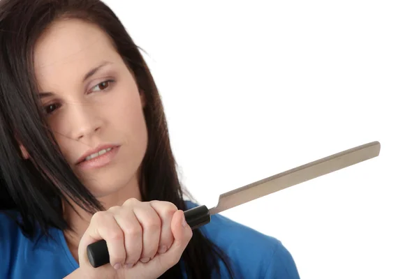 女性の i 番目の大きなナイフ — ストック写真