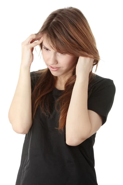Donna con mal di testa — Foto Stock