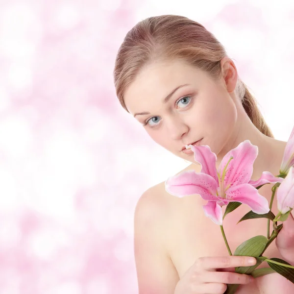 Beautiful woman with lily — Stock Photo, Image