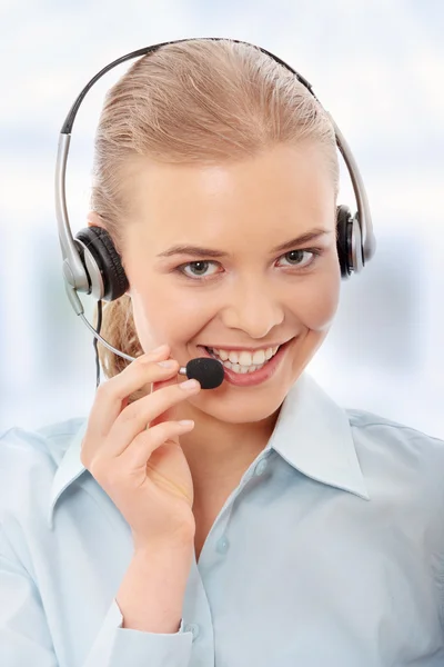Call center kvinna med headset — Stockfoto