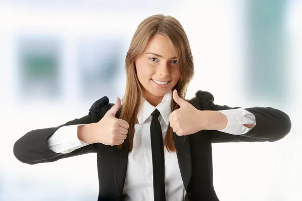 业务的女人竖起大拇指 — 图库照片