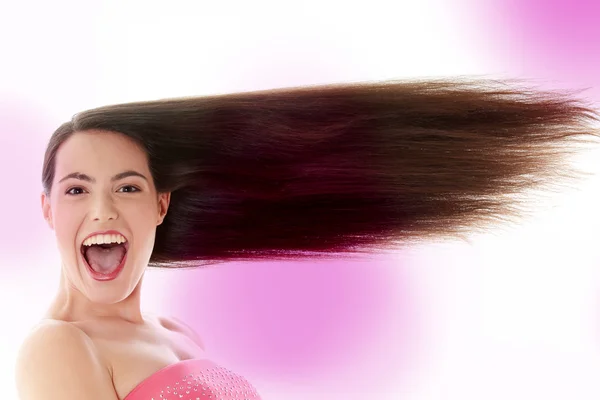 Kobieta z długich włosów — Zdjęcie stockowe