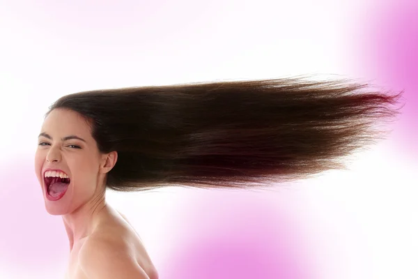 Kvinna med långa strån長い毛を持つ女性 — ストック写真