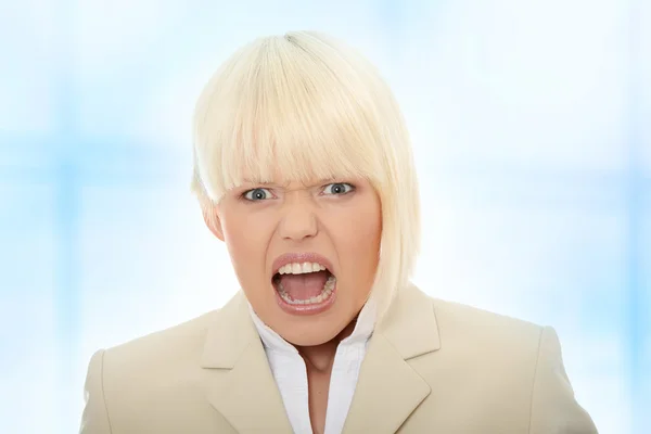 Young business woman shouting — Stock Photo, Image