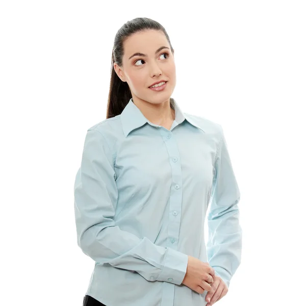 Young pretty businesswoman in white background — Stock Photo, Image