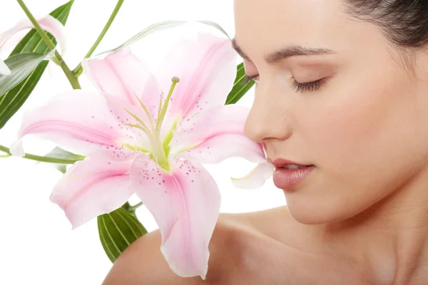 Spa woman with flower — Stock Photo, Image