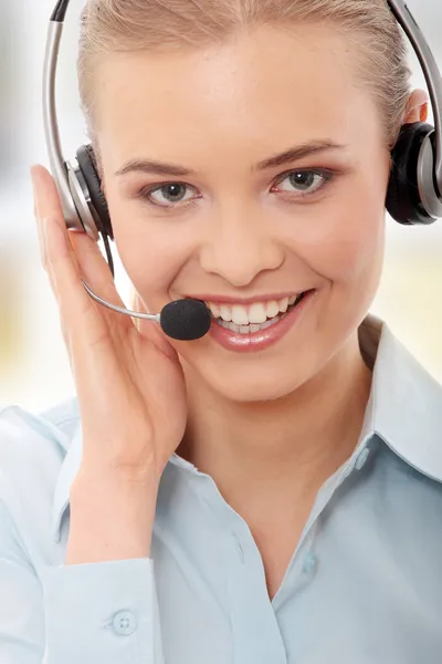 Call center vrouw met hoofdtelefoon — Stockfoto