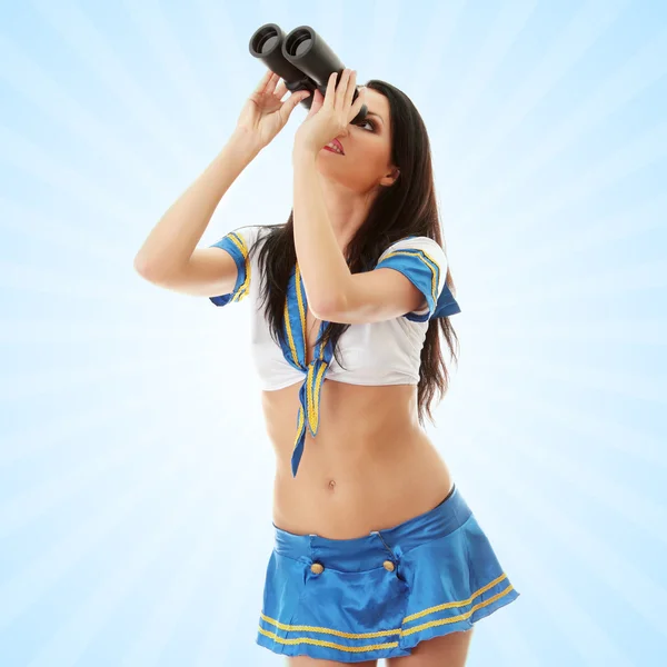 Sexig kvinna i Marina uniform — Stockfoto