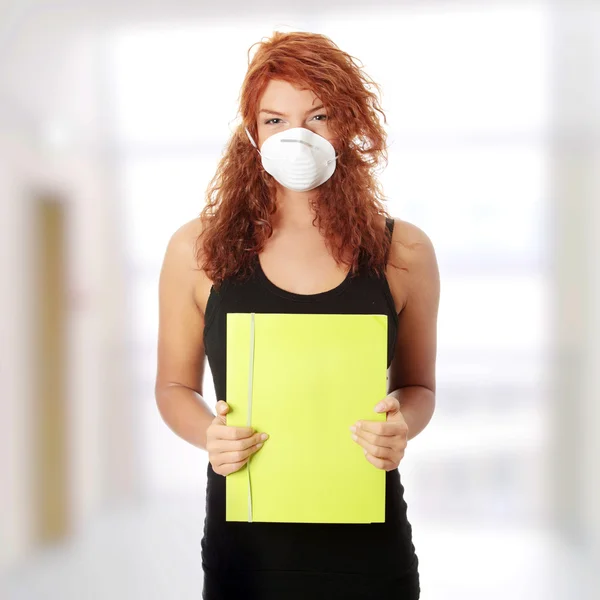 Student woman with mask — Stock Photo, Image