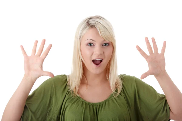 Casual young blonde surprised — Stock Photo, Image
