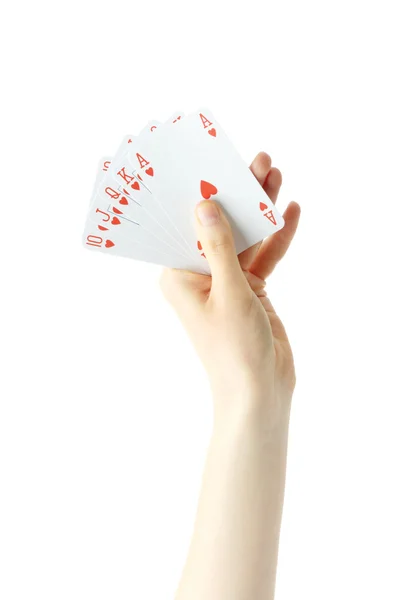 Hand and playing cards (poker) — Stock Photo, Image