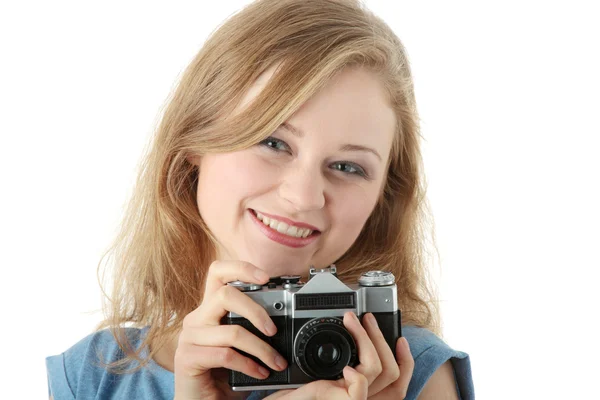 Hezká dívka dělat fotografie — Stock fotografie