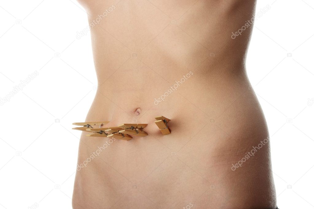 Clothespin on belly