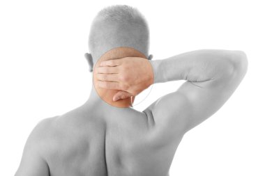 Man holding body like he is sore clipart