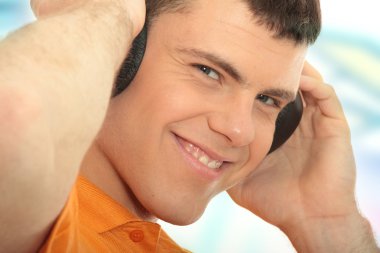 Man with headphones clipart