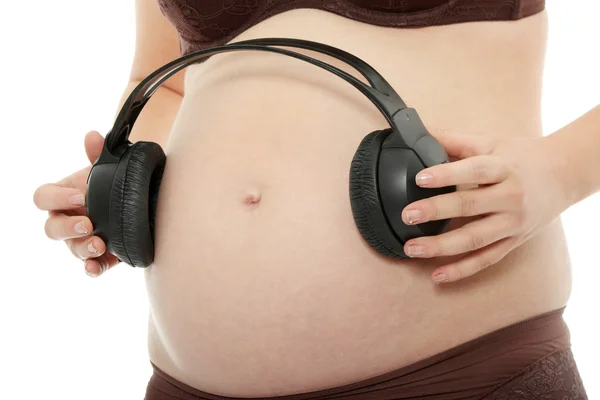 임신 한 여자의 허리띠 — 스톡 사진
