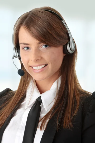 Mooie call center vrouw — Stockfoto
