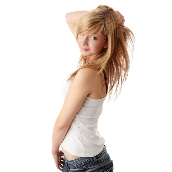 Young beautiful blond teen girl — Stockfoto