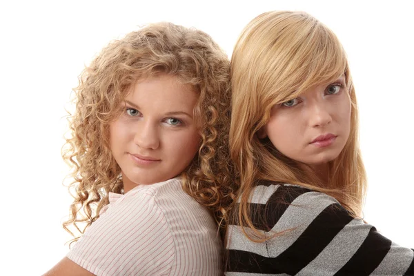 Two beautiful blond teen girlfriends — Stock Photo, Image