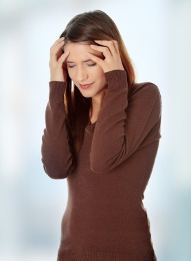 Woman with headache clipart