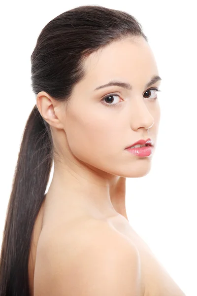 Close-up portrait of young beautiful woman face — Stock Photo, Image