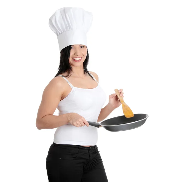 Giovane donna cucina cibo sano — Foto Stock