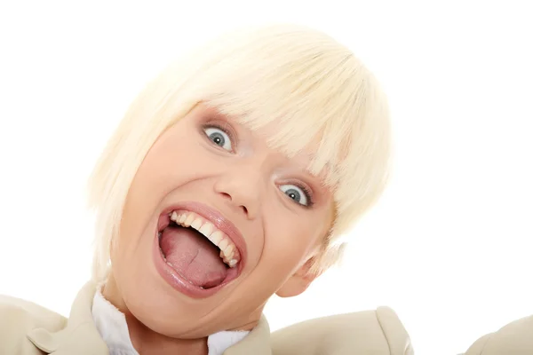 Young businesswoman shouting — Stock Photo, Image