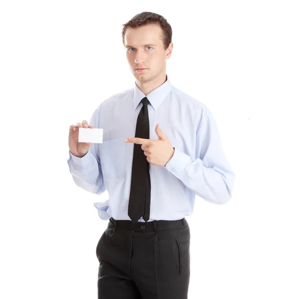 Uomo d'affari in possesso di carta bianca — Foto Stock