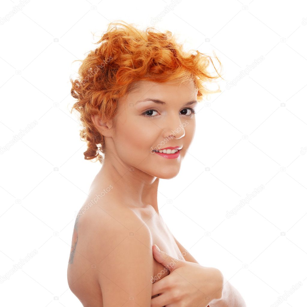 Portrait of the attractive young topless woman