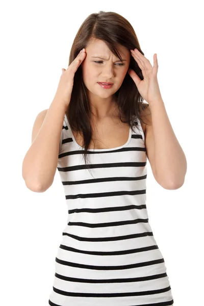 Mulher jovem com dor de cabeça — Fotografia de Stock
