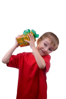 Happy boy with present clipart