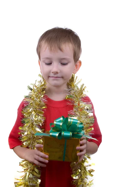 Happy boy with presents — Stock Photo, Image