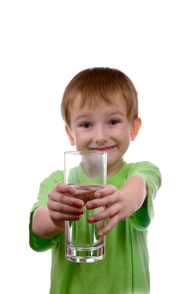 Chłopiec z szklance wody — Zdjęcie stockowe